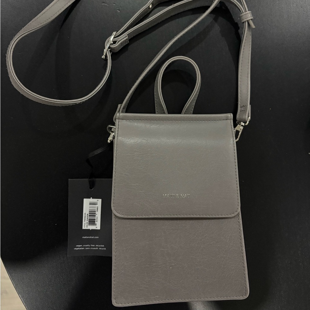 Matt & Nat Light Grey Crossbody Phone Pouch